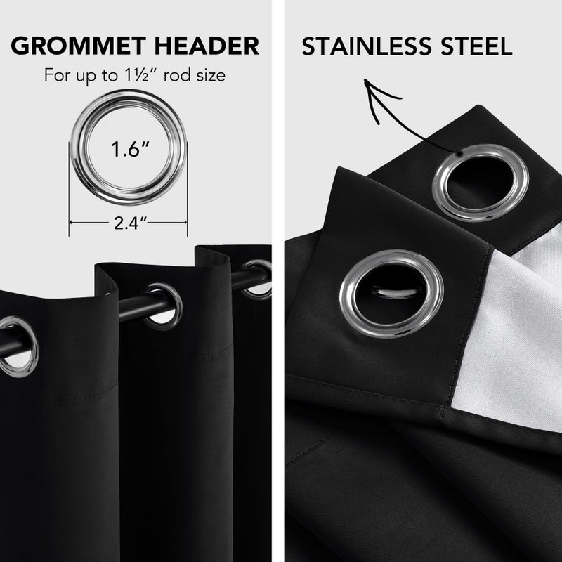 Deconovo Black Blackout Curtains for Bedroom, Room Darkening Thermal Insulated Grommet Window Drapes for Living Room, 52W x 63L Inch, Maximum Light Reduction, Energy Saving Insulated Panels, 2 Panels - Image 5